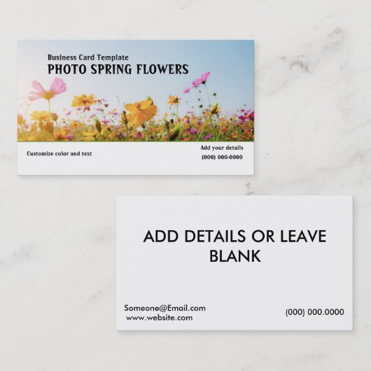 写真春ガーデンフラワーズ名刺 名刺 (正面/裏面)