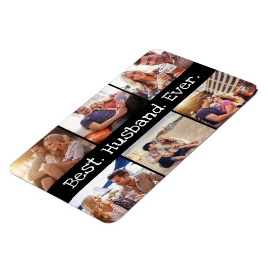 写真最高の夫エバーおもしろいパーソナライズされたブラック マグネット (左側)