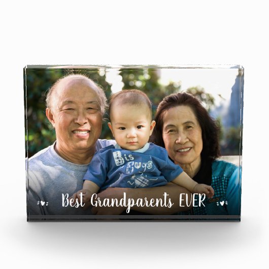 写真最高の祖父母のハートモダン フォトブロック (正面)