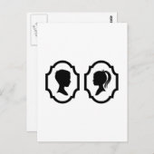 写真枠の男の子と女の子のシルエット ポストカード (正面/裏面)