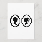 写真枠の男の子と女の子のシルエット ポストカード (正面)