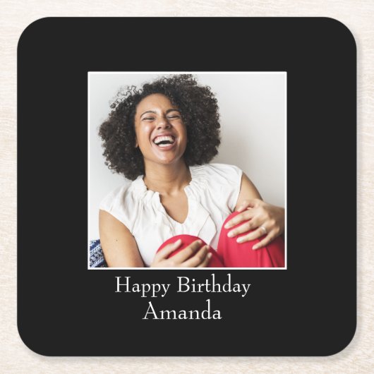 写真枠、写真カスタム-パーソナライズされた スクエアペーパーコースター (正面)