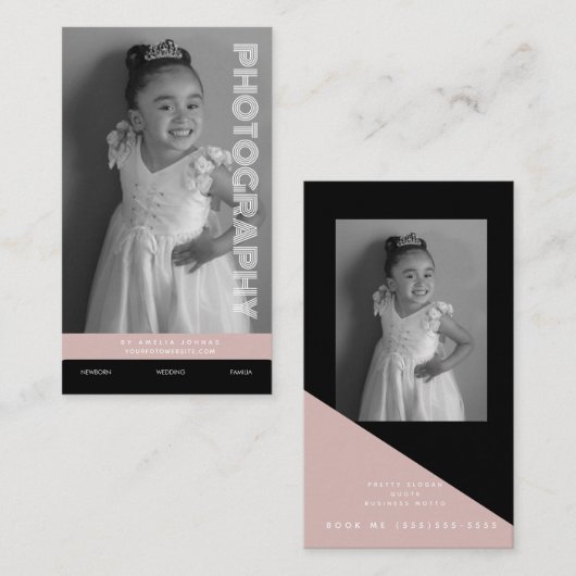 写真業務用図形ブロックブラック赤面 名刺 (正面/裏面)