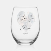 写真母の日の贈り物の名前オン記念スタイリッシュ酒 ステムなしワイングラス (裏面)