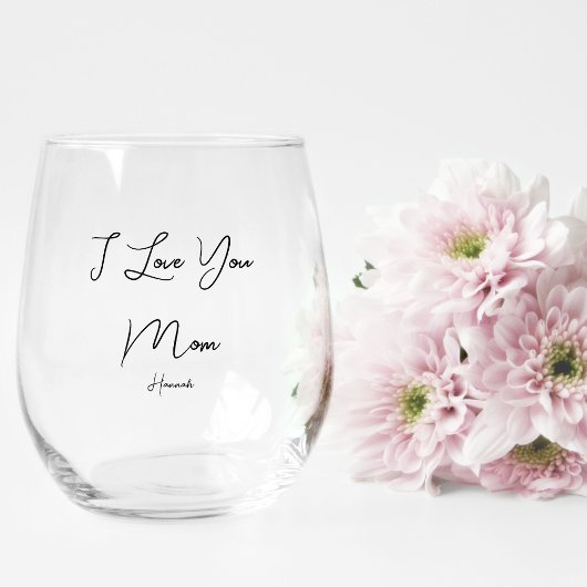 写真母の日の贈り物の名前オン記念スタイリッシュ酒 ステムなしワイングラス