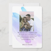 写真水の色モダン紫の青の日付を保存 招待状 (裏面)