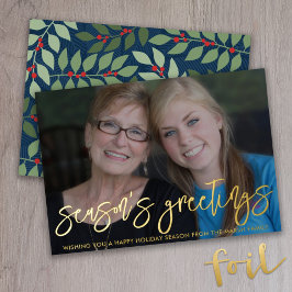 写真水平シーズングリーティングボタニカル金ゴールド 箔シーズンカード