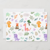 写真水彩恐竜の緑のワイルドワン1st 招待状 (裏面)