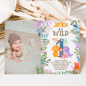 写真水彩恐竜の緑のワイルドワン1st 招待状