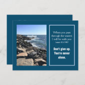 写真海と聖書詩イザヤ43:2青 ポストカード (正面/裏面)