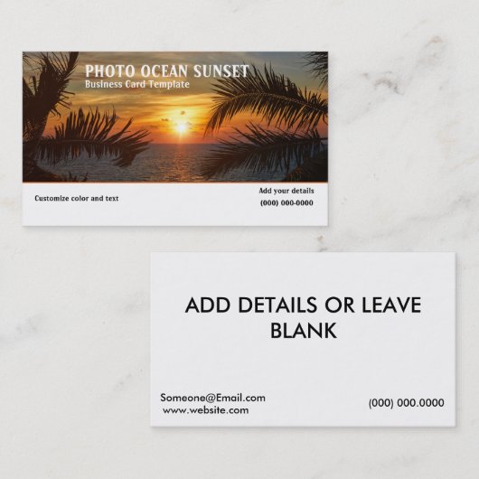 写真海サンセット名刺 名刺 (正面/裏面)