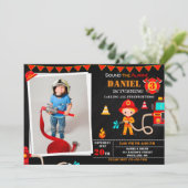 写真消防士の誕生日の招待ファイアートラック 招待状 (スタンド正面)