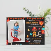 写真消防士の誕生日の招待ファイアートラック 招待状 (スタンド正面)