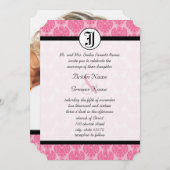写真淡い色のの結婚式の招待状を持つピンクのシャンデリア 招待状 (正面/裏面)