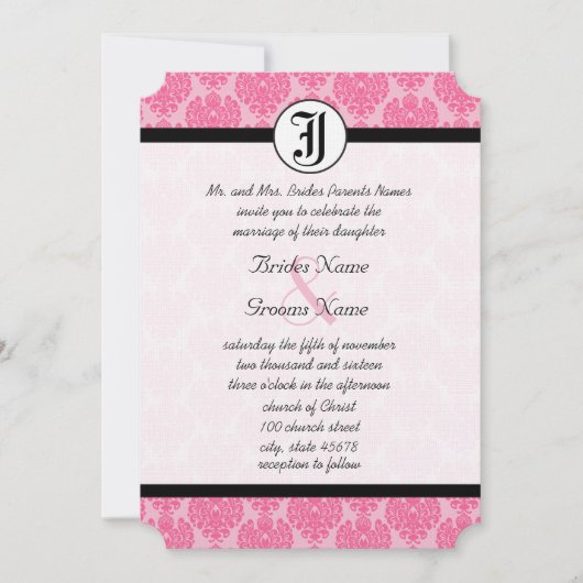 写真淡い色のの結婚式の招待状を持つピンクのシャンデリア 招待状 (正面)