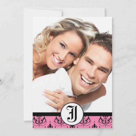 写真淡い色のの結婚式の招待状を持つピンクのシャンデリア 招待状 (裏面)