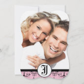 写真淡い色のの結婚式の招待状を持つピンクのシャンデリア 招待状 (裏面)