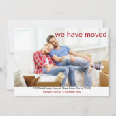 写真深い赤カスタムの新しいアドレスを移動 案内状 (正面)