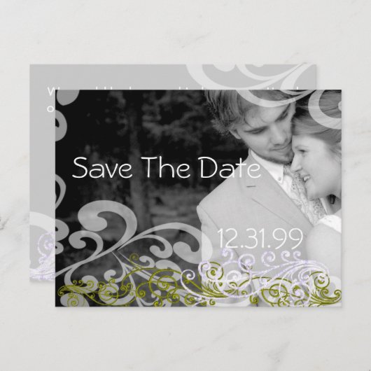 写真渦巻形の日付の保存 案内ポストカード (正面/裏面)