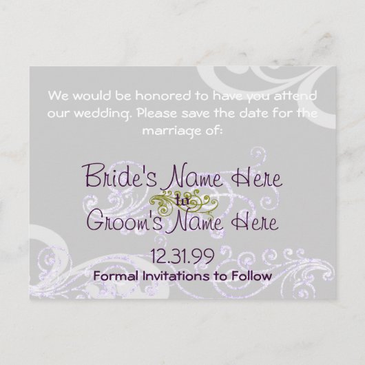 写真渦巻形の日付の保存 案内ポストカード (裏面)