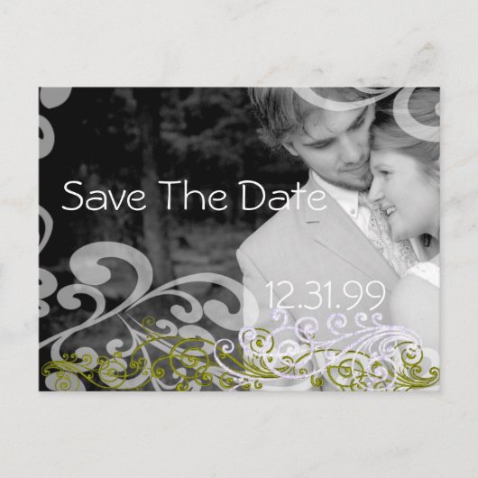 写真渦巻形の日付の保存 案内ポストカード (正面)