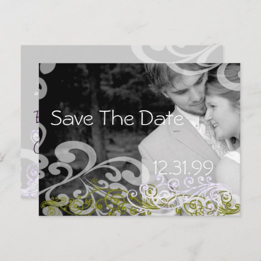 写真渦巻形の日付の保存 案内ポストカード (正面/裏面)