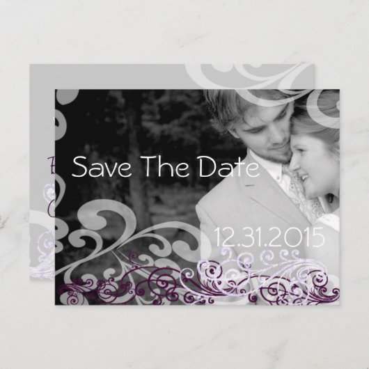 写真渦巻形の日付を保存するナス&ベリー 案内ポストカード (正面/裏面)