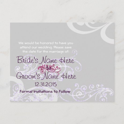 写真渦巻形の日付を保存するナス&ベリー 案内ポストカード (裏面)