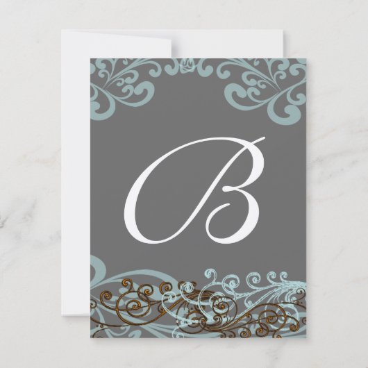 写真渦巻形の結婚式招待状ブルー&ブラウン 招待状 (裏面)