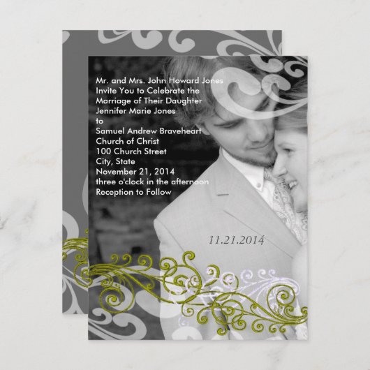 写真渦巻形の結婚式招待状 招待状 (正面/裏面)