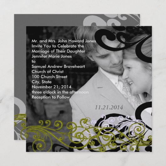 写真渦巻形の結婚式招待状 招待状 (正面/裏面)