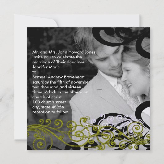写真渦巻形の結婚式招待状 招待状 (正面)