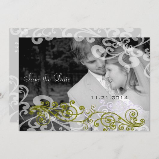 写真渦巻形の結婚式招待状 招待状 (正面/裏面)