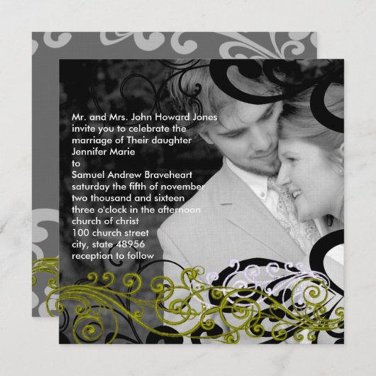 写真渦巻形の結婚式招待状 招待状 (正面/裏面)