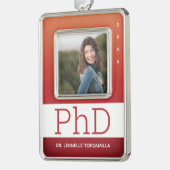 写真焦げオレンジ学名PhD卒業 シルバープレートフレームオーナメント (左)