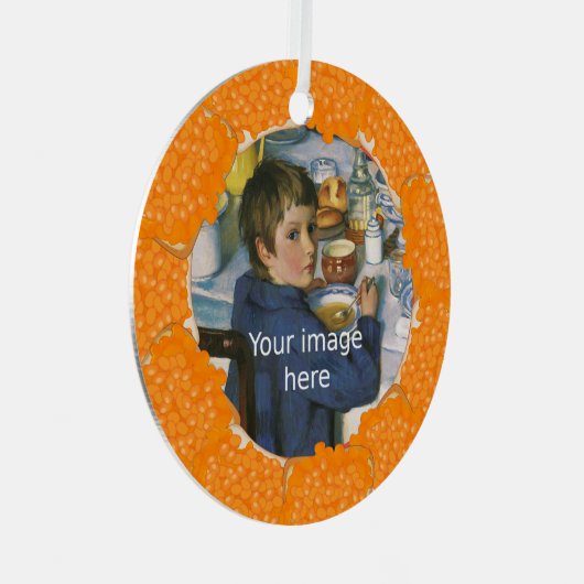 写真焼いたのトーストフレーム上のBeans メタルオーナメント (正面右)