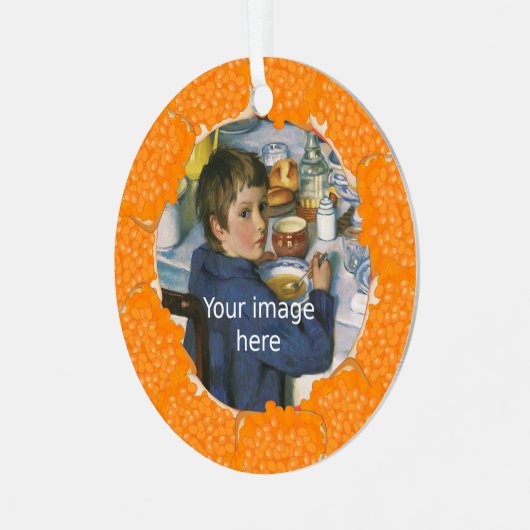 写真焼いたのトーストフレーム上のBeans メタルオーナメント (正面左)