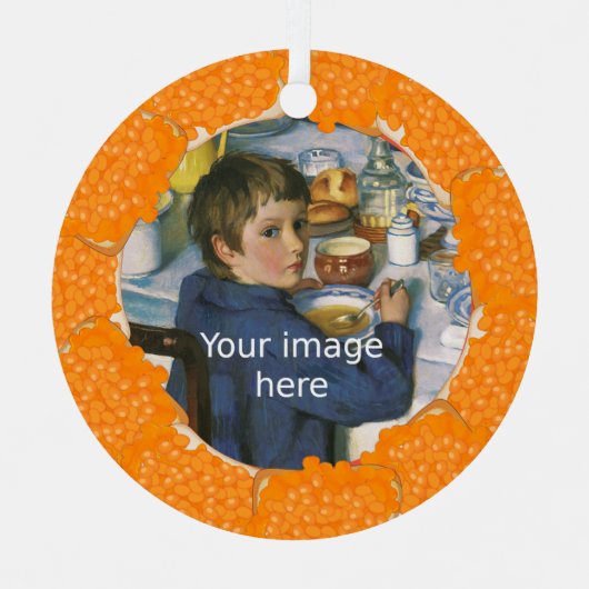 写真焼いたのトーストフレーム上のBeans メタルオーナメント (正面)