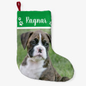 写真犬のクリスマスのストッキング-パーソナライズな犬 スモールクリスマスストッキング (正面)