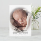 写真独身のかわいいタイポグラフィベビー誕生 案内状 (スタンド正面)