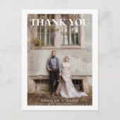 写真独身のの白結婚感謝はがき ポストカード (正面)