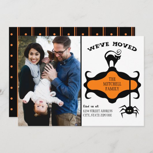 写真独身の新しい住所ハロウィーン引っ越しました 案内状 (正面/裏面)