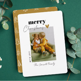 写真独身の金ゴールドシンプルミニマルなクリスマスカード 招待状