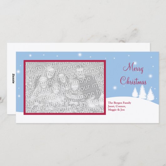 写真独身の雪のように青いクリスマスの休日の挨拶 シーズンカード (正面/裏面)