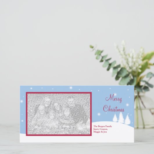 写真独身の雪のように青いクリスマスの休日の挨拶 シーズンカード (スタンド正面)