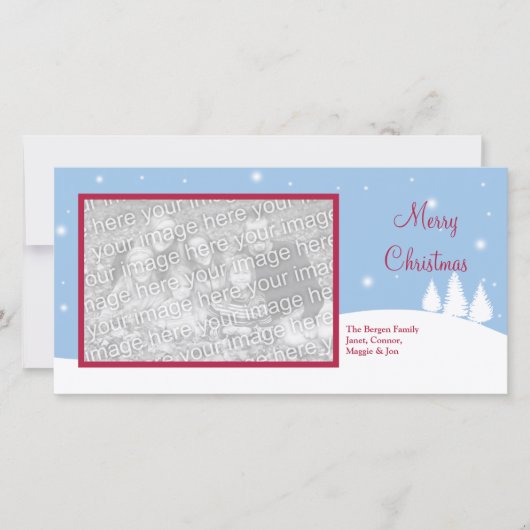 写真独身の雪のように青いクリスマスの休日の挨拶 シーズンカード (正面)