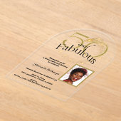 写真独身の50と素晴らしい誕生日ブラック金ゴールド アクリル招待状 (レイダウン)