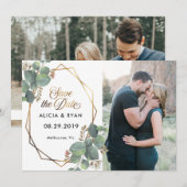 写真独身のeucalyptus geo frame save date セーブザデート (正面/裏面)
