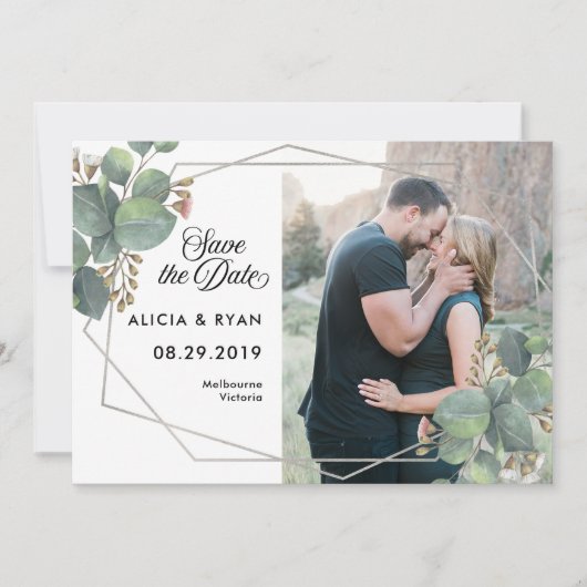 写真独身のeucalyptus geo frame save date セーブザデート (正面)