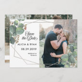 写真独身のeucalyptus geo frame save date セーブザデート (正面/裏面)